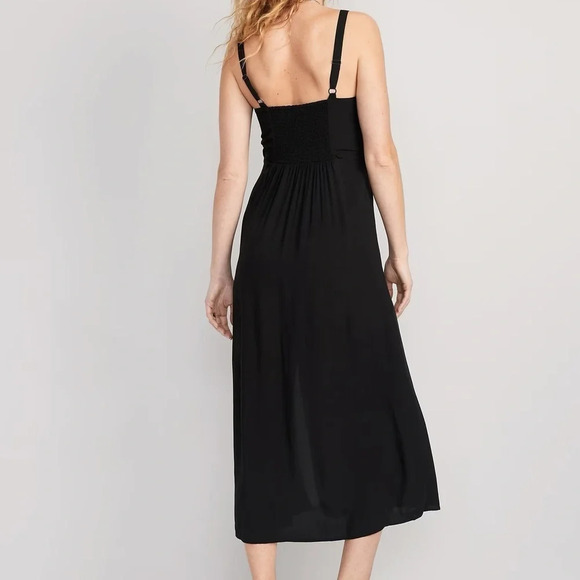 OLD NAVY Black Fit & Flare Ruffle-Trimmed Maxi Cami Dress Size Small - Picture 3 of 15